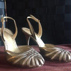 Bottega Veneta Gold Evening Slingbacks